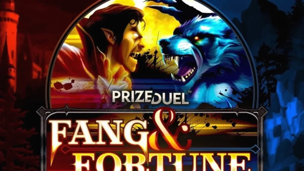 Tampilan visual slot Fang & Fortune dengan tema pertarungan vampir dan manusia serigala.