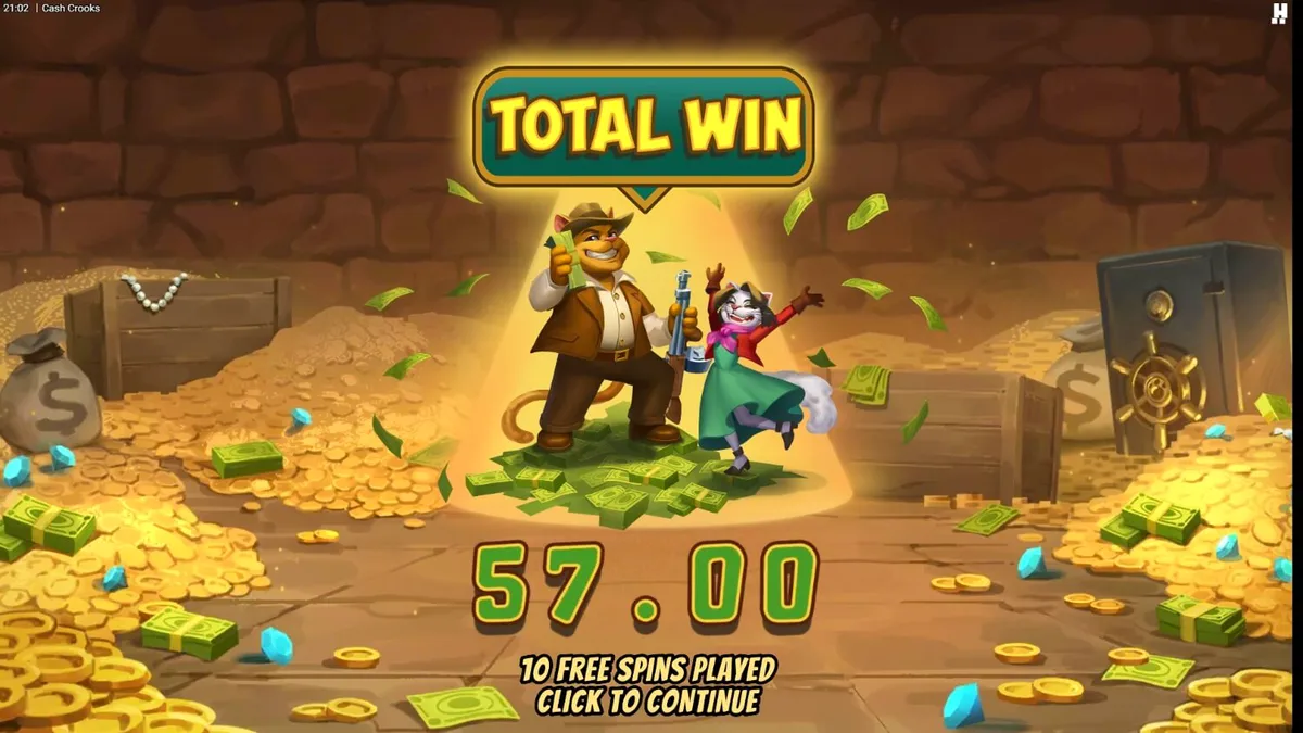Tampilan visual slot Cash Crooks dengan tema kucing pencuri dan estetika noir.